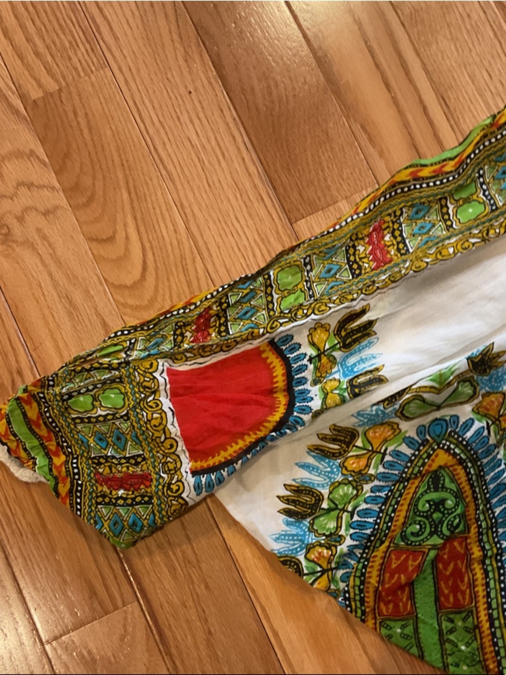 HHG Bohemian White Green Printed Harem Pants Thailand waist 11 stretches 19 OS - Picture 11 of 12